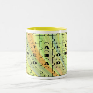 Pappa Puzzle-Gulten Fantastisk helt och hållet/Bro Två-Tonad Mugg