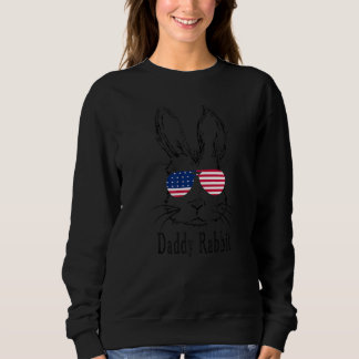Pappa Rabbit Ansikte with Sunglasses American Flag T Shirt