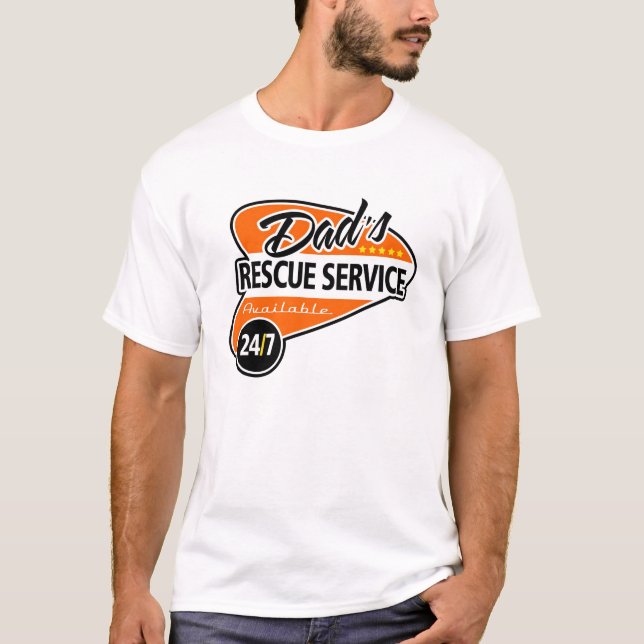 Pappa rädding servar 24/7 - den Harley orangen & T Shirt (Framsida)