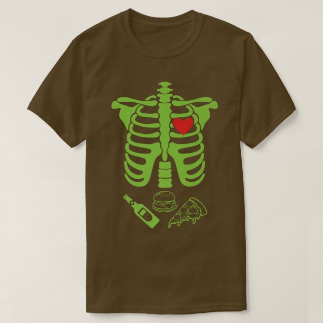 Pappa ray Skeleton Xray Funny Halloween  T Shirt (Design framsida)