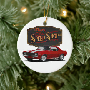 Pappa Red Speed Shop Julgransprydnad Keramik