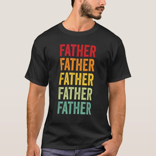 Pappa Regnbåge Text  Pappa Färgrik T Shirt (Framsida)