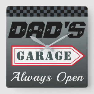 Pappa Retro Garage Sign Wall Clock Gift Fyrkantig Klocka