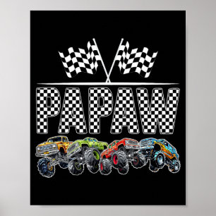 Pappa Retro Monster Truck Familj Födelsedag Matcha Poster