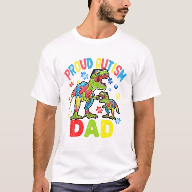 Pappa Rex Autism Awareness T Shirt (Framsida)