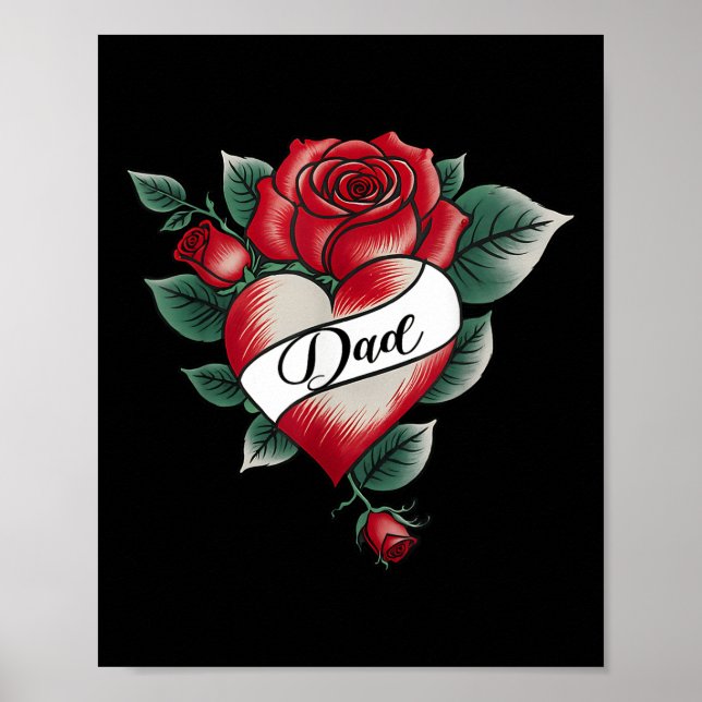 Pappa Ro Heart Tattoo Valentines day Matching Fami Poster (Framsidan)