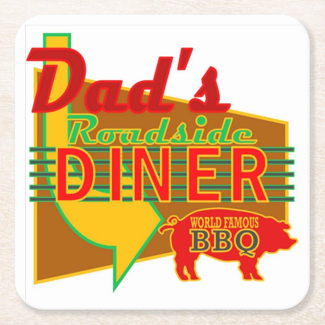 Pappa Roadside Middag Underlägg Papper Kvadrat (Framsidan)