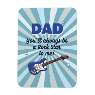 Pappa Rockstjärna Cool Blå Elgitarr Spelare Magnet