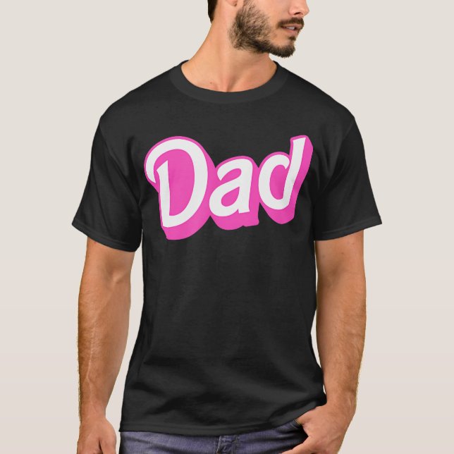 Pappa Rosa Vit Överlappande Teckensnitt T Shirt (Framsida)