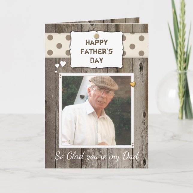 Pappa Rustic Fars dag eller Birthday Photo Kort (Framsida)