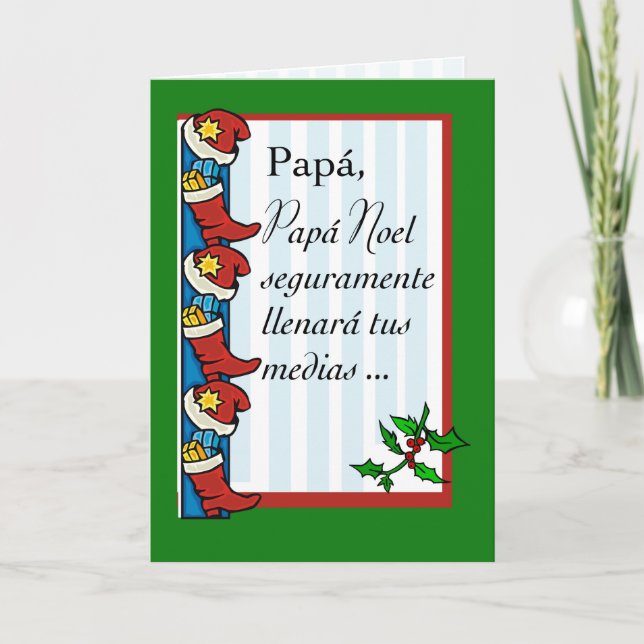 Pappa, Santa Fills Stockings, Funny, Spanien Helgkort (Framsida)