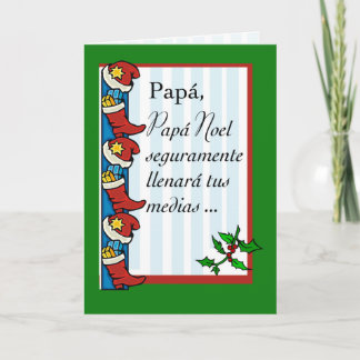 Pappa, Santa Fills Stockings, Funny, Spanien Helgkort