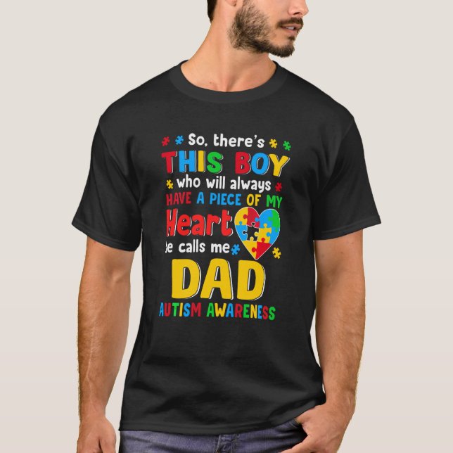 Pappa Saurus Autismmedvetenhet T Shirt (Framsida)