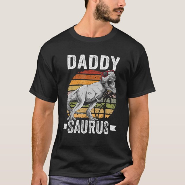 Pappa Saurus Dinosaur Daddysaurus Family Matching T Shirt (Framsida)