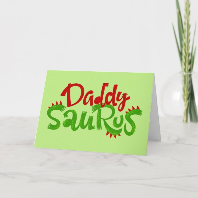 Pappa Saurus Dinosaur Lettering Kort (Framsida)