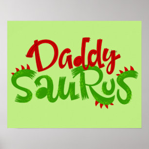 Pappa Saurus Dinosaur Lettering Poster