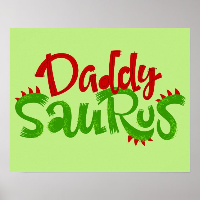 Pappa Saurus Dinosaur Lettering Poster (Framsidan)