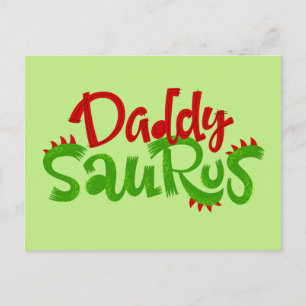 Pappa Saurus Dinosaur Lettering Vykort