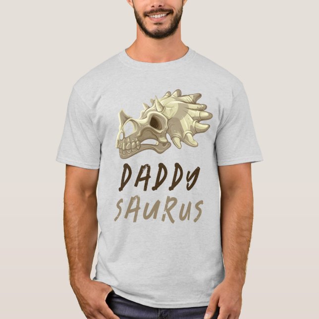Pappa Saurus Dinosaur T-Shirt (Framsida)