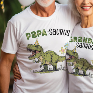 Pappa-saurus Grandpa Dinosaur Barns födelsedag Par T Shirt