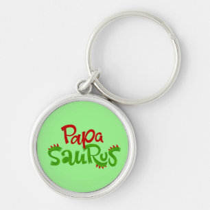 Pappa Saurus Graphic Rund Silverfärgad Nyckelring