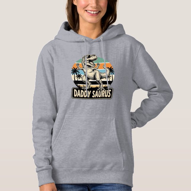 Pappa Saurus Retro Dinosaur Solnedgång T-Shirt Des (Framsida)