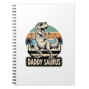 Pappa Saurus Retro Dinosaur Solnedgång T-Shirt Des Anteckningsbok