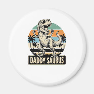 Pappa Saurus Retro Dinosaur Solnedgång T-Shirt Des Magnet