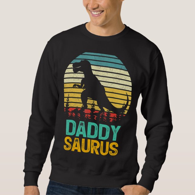 pappa Saurus Rex Dinosaur Daddysaurus Far Da Lång Ärmad Tröja (Framsida)