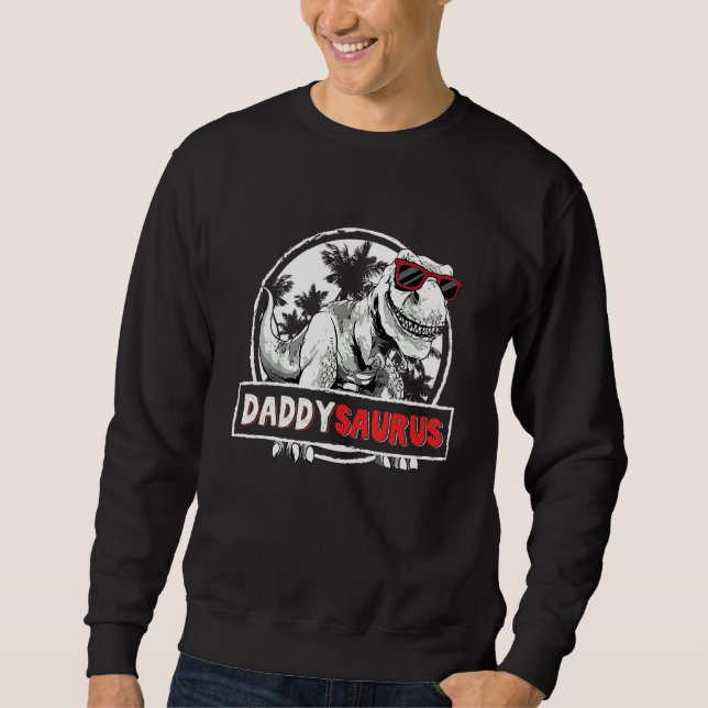 Pappa Saurus Rex Dinosaur Fars dag Family Matc Lång Ärmad Tröja (Framsida)