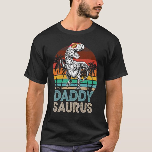 Pappa Saurus Rex Dinosaur Matching Family Retro Vi T Shirt (Framsida)