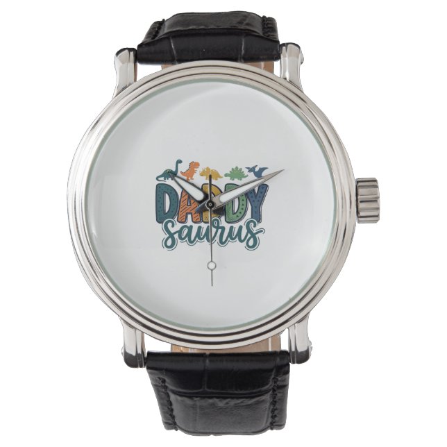 Pappa Saurus Söt Dinosaur Papa Vektordesign_1 Armbandsur (Framsida)