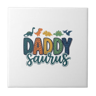 Pappa Saurus Söt Dinosaur Papa Vektordesign_1 Kakelplatta
