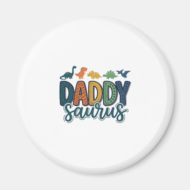 Pappa Saurus Söt Dinosaur Papa Vektordesign_1 Magnet (Framsidan)