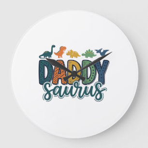 Pappa Saurus Söt Dinosaur Papa Vektordesign_1 Stor Klocka