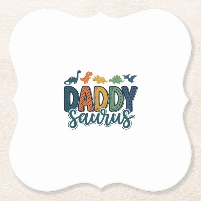 Pappa Saurus Söt Dinosaur Papa Vektordesign_1 Underlägg Papper (Framsida)