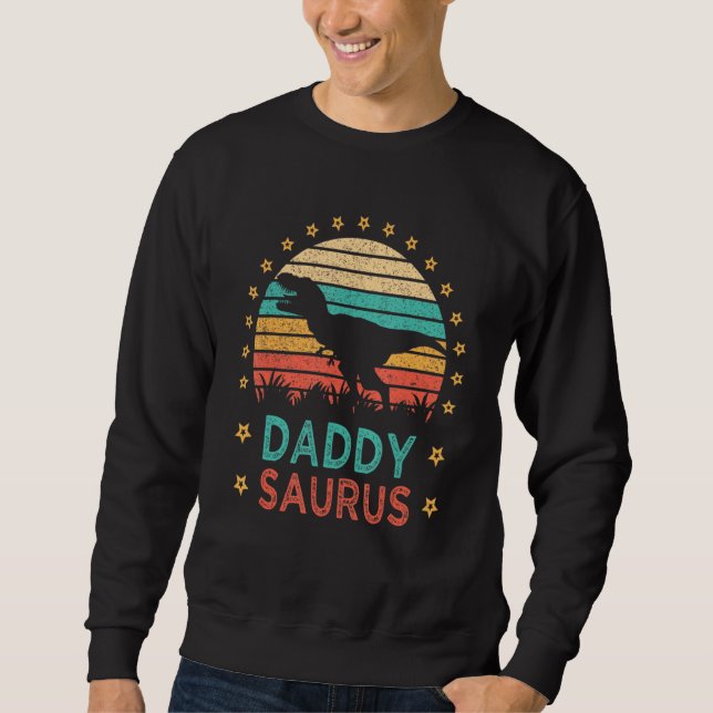 Pappa Saurus T Rex Dinosaur Family Matching 1 Lång Ärmad Tröja (Framsida)
