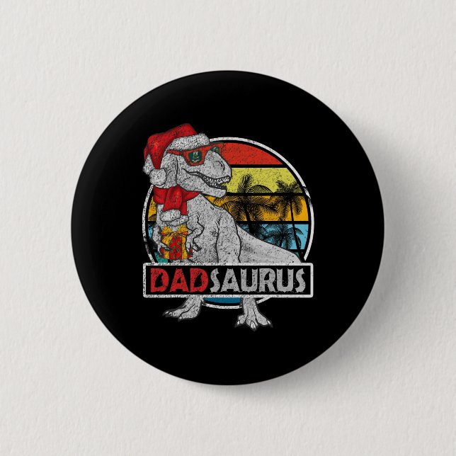 Pappa Saurus t Rex Dinosaur Family Matching Julaft Knapp (Framsida)