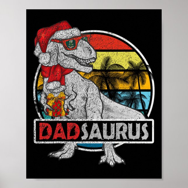 Pappa Saurus t Rex Dinosaur Family Matching Julaft Poster (Framsidan)