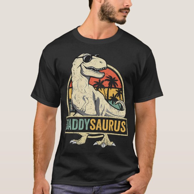 Pappa Saurus T Rex Dinosaur Manar Daddysaurus Fami T Shirt (Framsida)