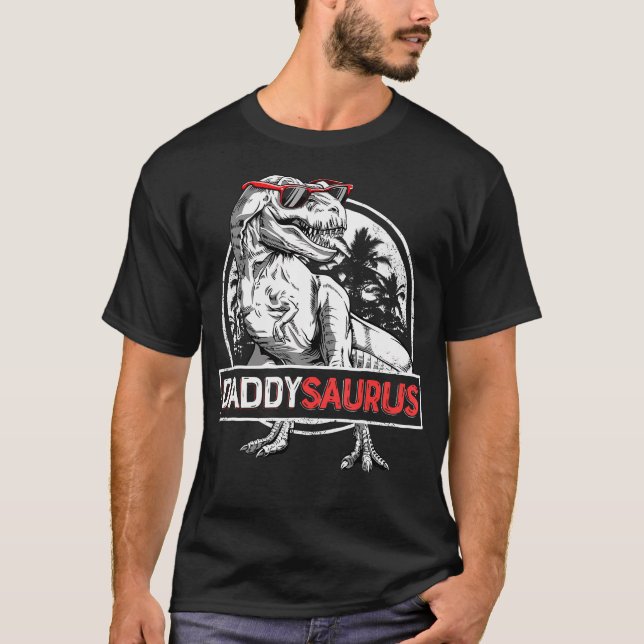 Pappa Saurus T Rex Dinosaur Manar Fars dag Famil Shirt (Framsida)