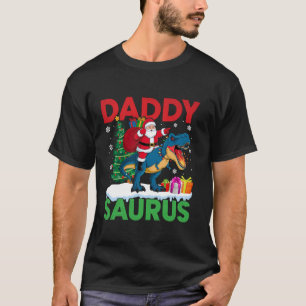 Pappa Saurus T Rex jul Santa Ljus Träd Din T Shirt