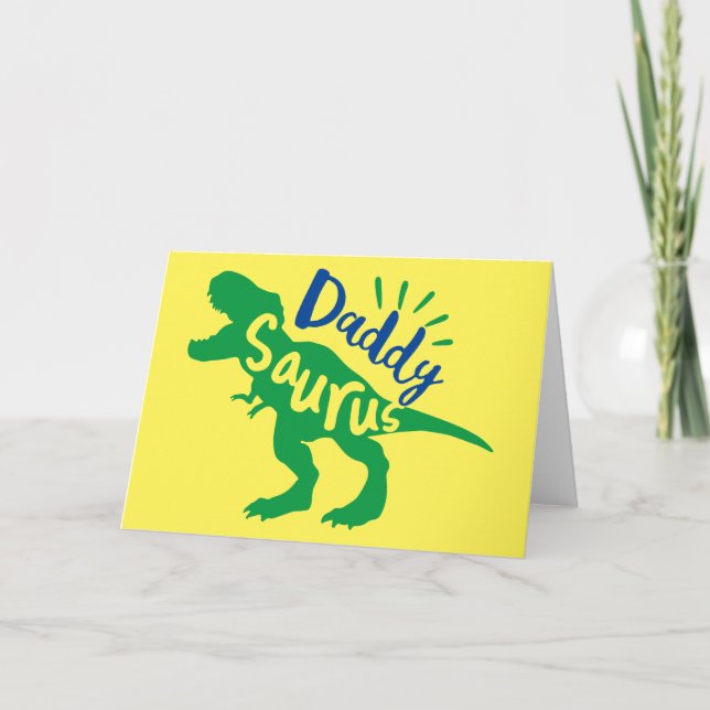 Pappa Saurus T-Rex Silhouette Kort (Framsida)