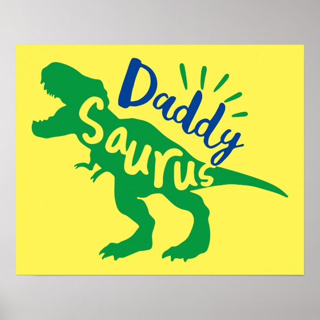 Pappa Saurus T-Rex Silhouette Poster (Framsidan)