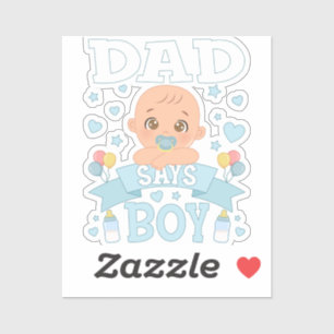 Pappa Says Boy Gravid Rosa eller Blue Vinyl Vinyl Klistermärken