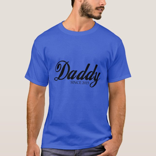 Pappa sedan 2015, Fars dag-gåva T Shirt (Framsida)