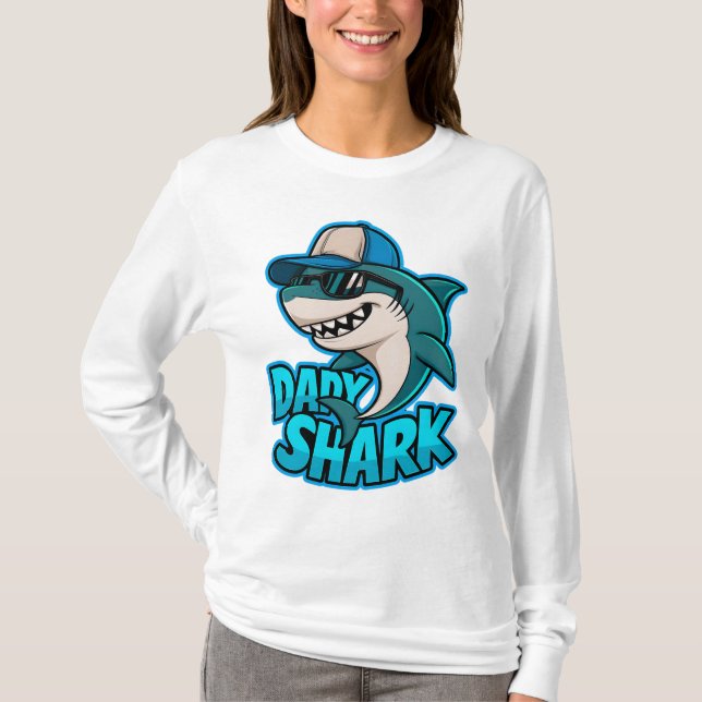 Pappa Shark Coola Pappa Vibes T-shirt (Framsida)