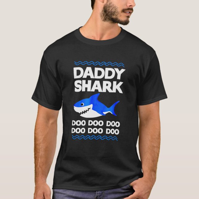 Pappa Shark Doo Doo Funny Family Matchande Pappa T Shirt (Framsida)