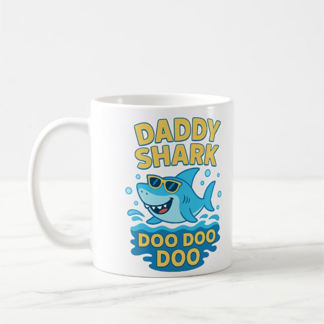 Pappa Shark, Doo Doo-Funny och Cute Far's Day Kaffemugg (Vänster)