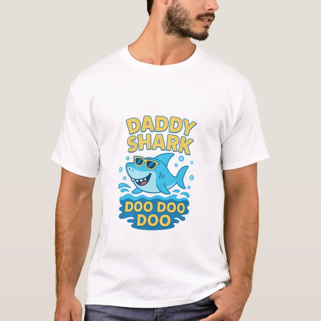 Pappa Shark, Doo Doo-Funny och Cute Far's Day T Shirt (Framsida)
